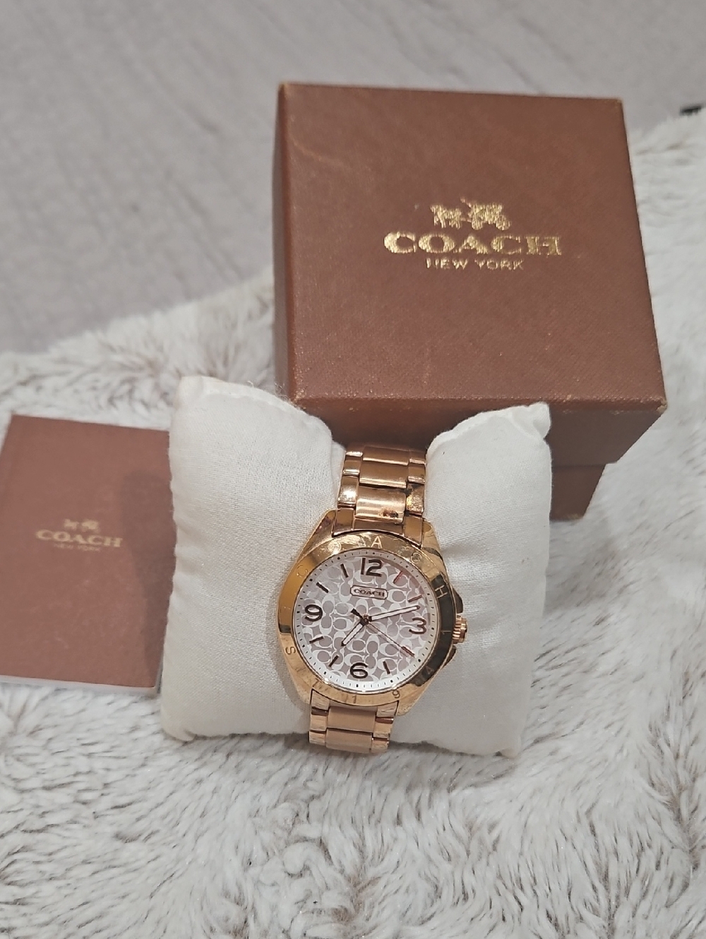 Coach Rose Gold-Tone Signature Pattern Women's Bracelet Watch